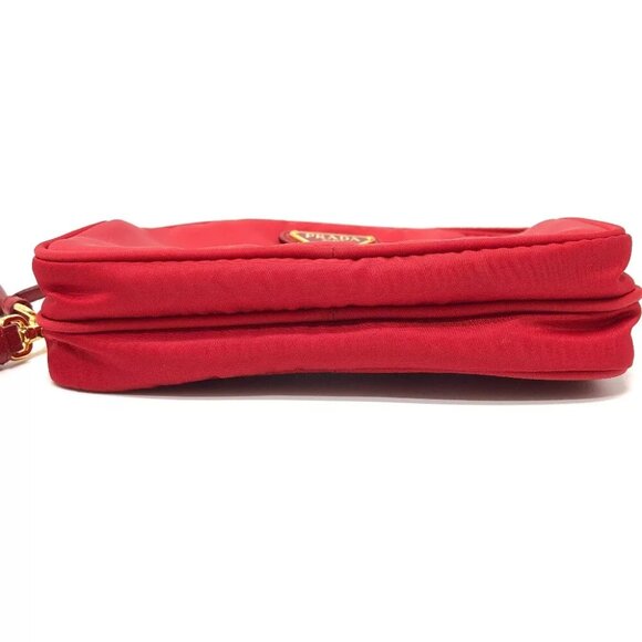 PRADA triangle logo Crossbody Pochette Shoulder Bag Nylon Red - Picture 14 of 14